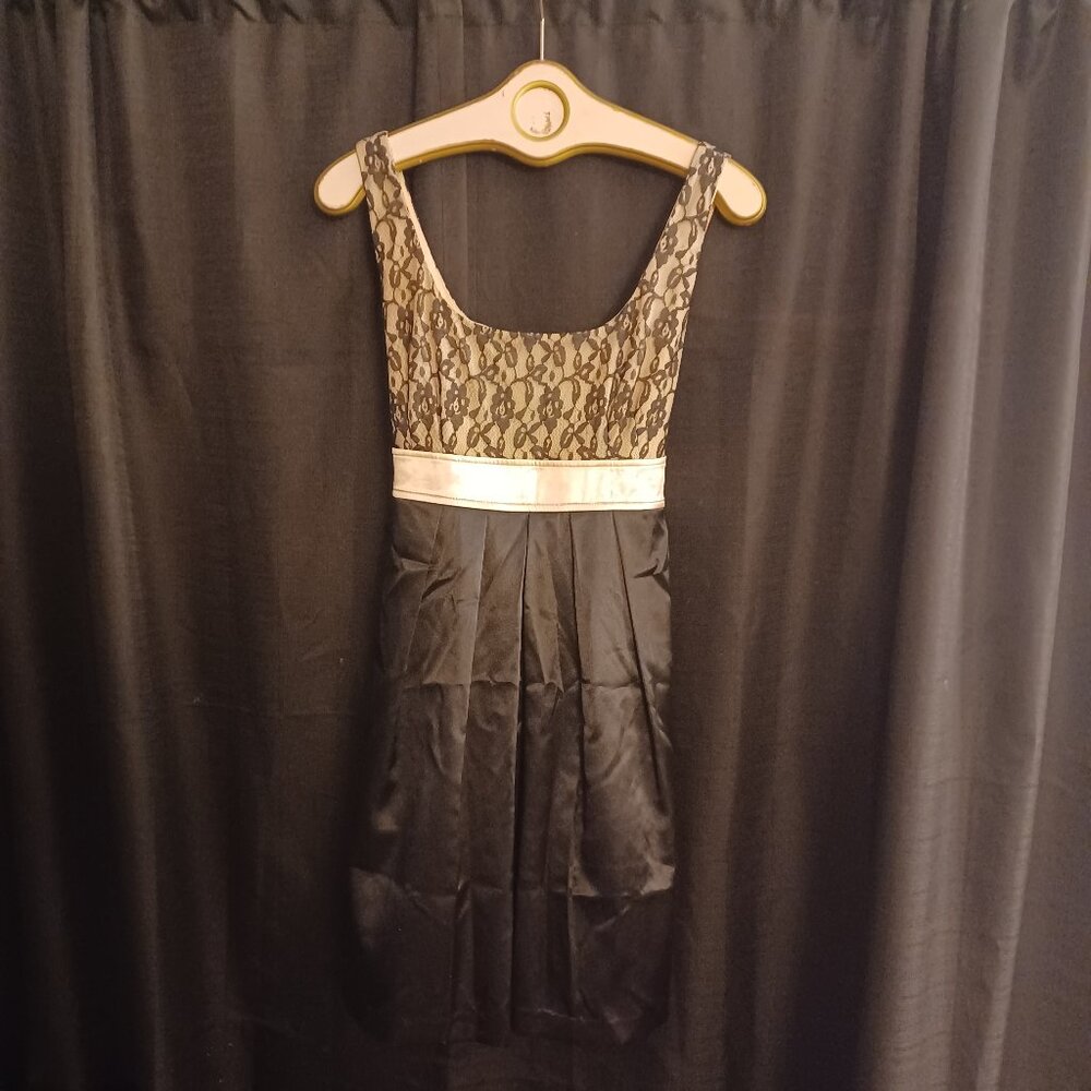 B-Wear Byer California Black Lace Pink Satin Bow Dress Size 13